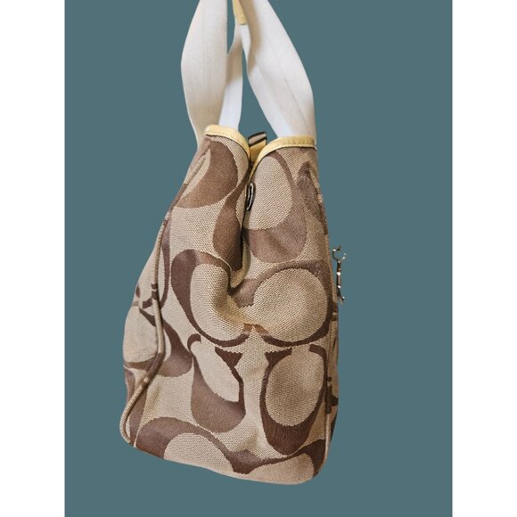 Coach Soho Daisy Signature Logo Tote Shoulder Bag Khaki Yellow - Picture 3 of 16